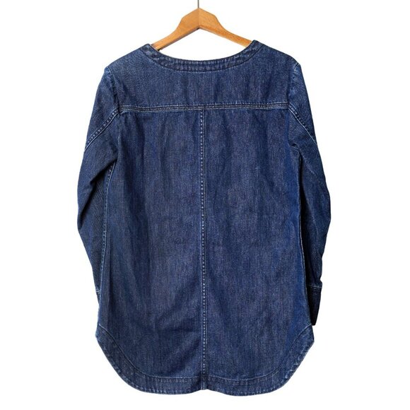 Free People Neapolitan Dreams Blue Denim Tunic Top Cotton Lace Up Shirt Boho - Picture 5 of 10